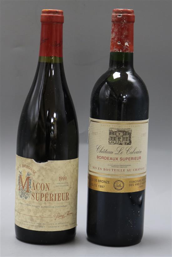 Four bottles of Bordeaux Superior Medaille de Bronze Concours National 1997 and three bottles of Macon Superior 1999